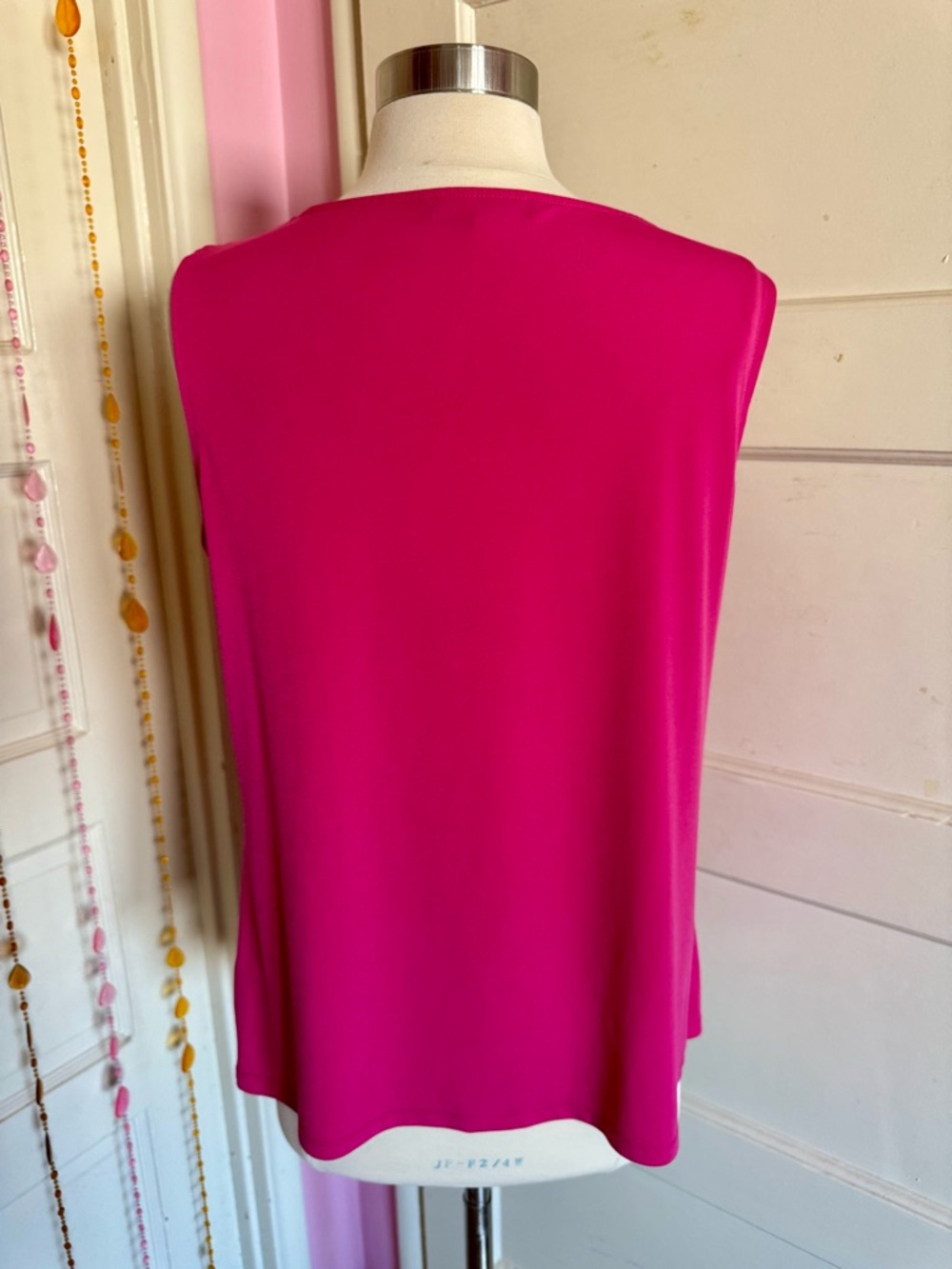 Nine West Hot Pink Twist Neck Sleeveless Blouse Top Size Large - Picture 4 of 9